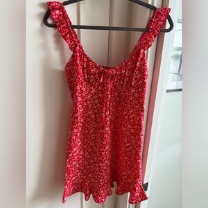 Fortunate One Red Floral Mini Dress